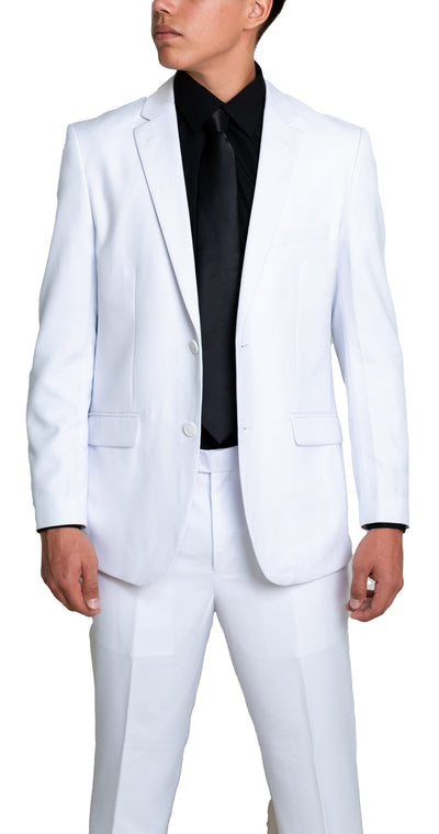 Slim White Single Breasted Dual Button Suit