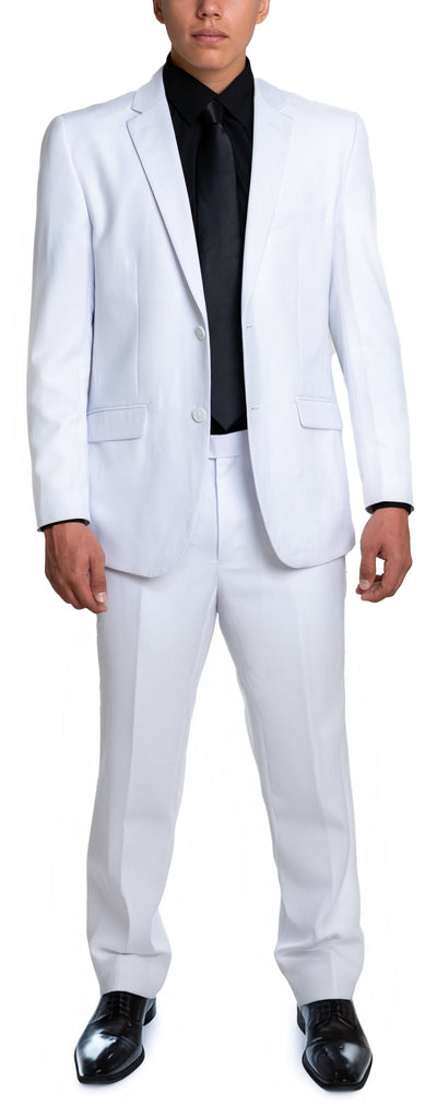 Slim White Single Breasted Dual Button Suit