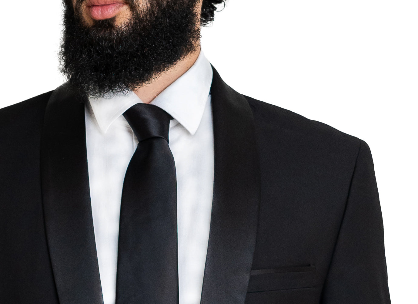 Slim Black Single Breasted Single Button Tux with Shawl Lapel