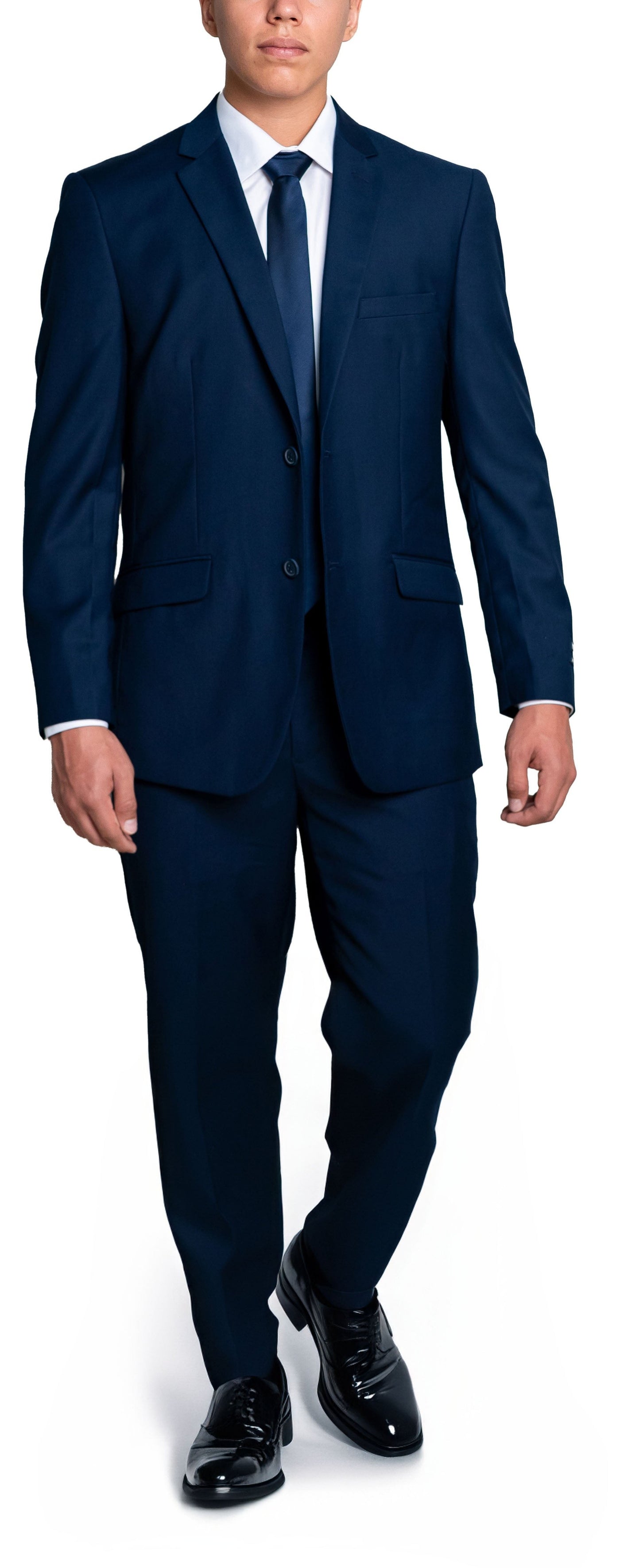 Slim Navy Blue Single Breasted Dual Button Suit